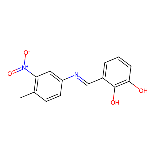 3-[({3-Nitro-4-methylphenyl}imino)methyl]-1,2-benzenediol structure