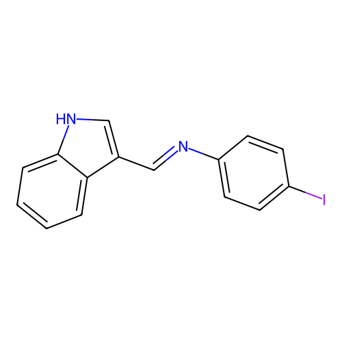 N-[(E)-1H-Indol-3-ylmethylidene]-4-iodoaniline structure