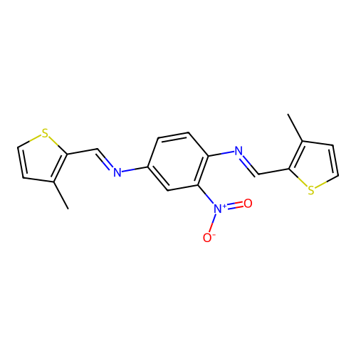 N,N'-bis[(E)-(3-methylthiophen-2-yl)methylidene]-2-nitrobenzene-1,4-diamine structure