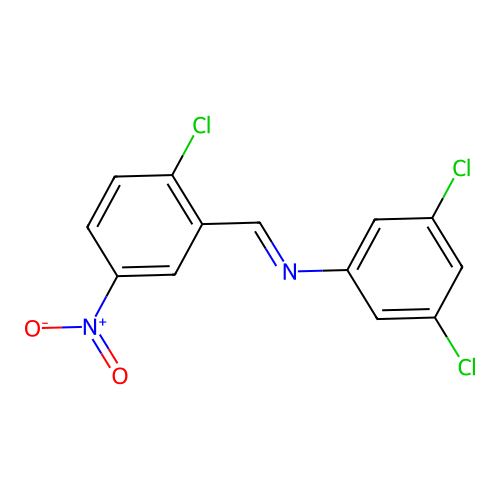 3,5-dichloro-N-[(E)-(2-chloro-5-nitrophenyl)methylidene]aniline structure