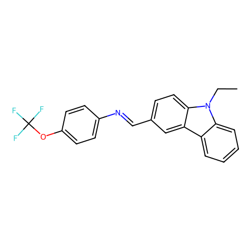 N-[(E)-(9-ethyl-9H-carbazol-3-yl)methylidene]-4-(trifluoromethoxy)aniline structure