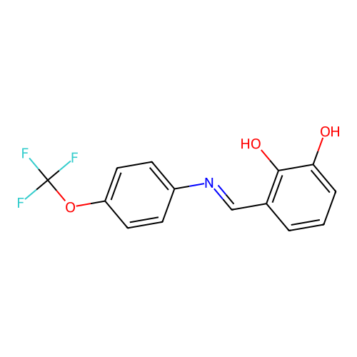 3-[(E)-{[4-(trifluoromethoxy)phenyl]imino}methyl]benzene-1,2-diol structure