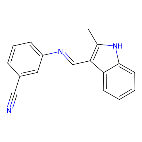 3-{[(2-methyl-1H-indol-3-yl)methylene]amino}benzonitrile structure