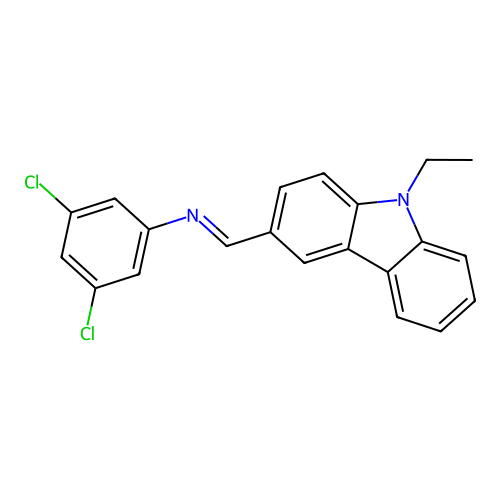 3,5-dichloro-N-[(E)-(9-ethyl-9H-carbazol-3-yl)methylidene]aniline structure