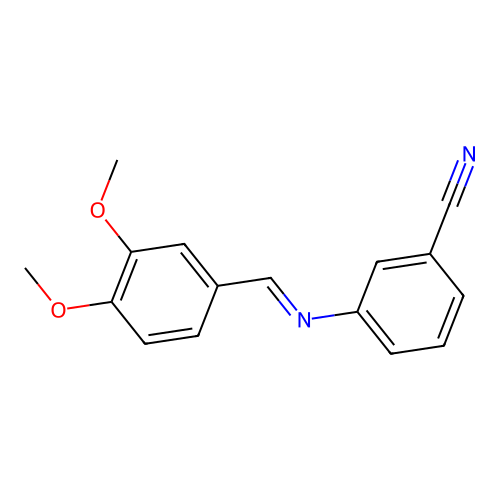 3-{[(E)-(3,4-dimethoxyphenyl)methylidene]amino}benzonitrile structure