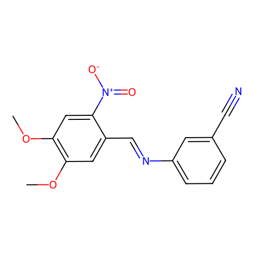 Benzonitrile, 3-(3,4-dimethoxy-6-nitrobenzylidenamino)- structure