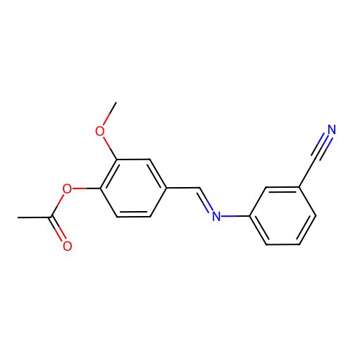 4-{[(3-Cyanophenyl)imino]methyl}-2-methoxyphenyl acetate structure