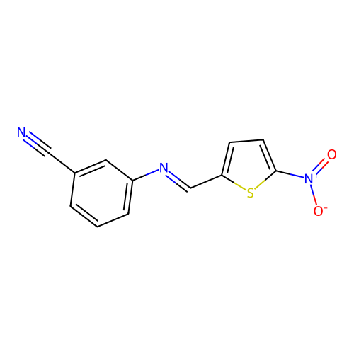 3-(5-硝基-2-噻吩基亚甲基氨基)苯甲腈 structure