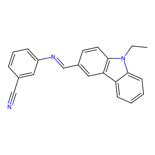 3-[(1E)-2-(9-ethylcarbazol-3-yl)-1-azavinyl]benzenecarbonitrile structure