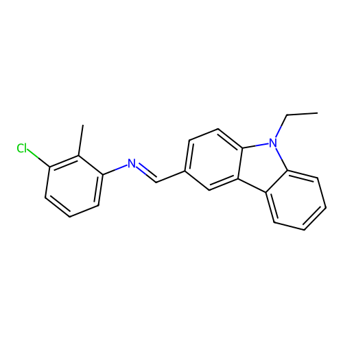 3-chloro-N-[(E)-(9-ethyl-9H-carbazol-3-yl)methylidene]-2-methylaniline structure