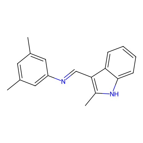 3,5-dimethyl-N-[(E)-(2-methylindol-3-ylidene)methyl]aniline structure