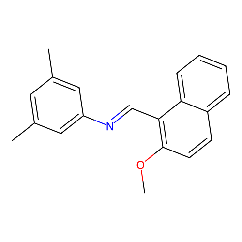 N-[(2-methoxy-1-naphthyl)methylene]-3,5-dimethylaniline structure