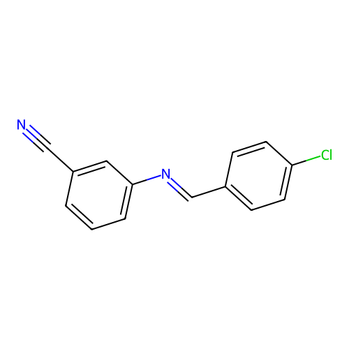 3-{[(E)-(4-chlorophenyl)methylidene]amino}benzonitrile structure