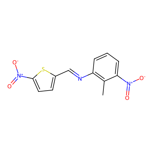 2-methyl-3-nitro-N-[(E)-(5-nitrothiophen-2-yl)methylidene]aniline structure