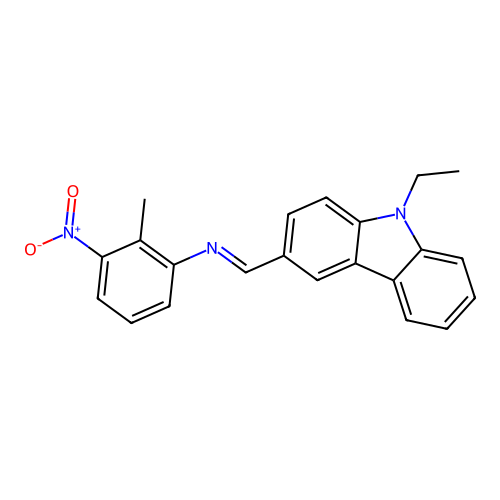 N-[(E)-(9-ethyl-9H-carbazol-3-yl)methylidene]-2-methyl-3-nitroaniline structure