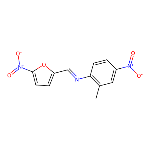 2-methyl-4-nitro-N-[(E)-(5-nitrofuran-2-yl)methylidene]aniline structure