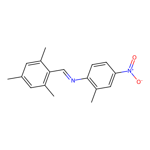 2-methyl-4-nitro-N-[(E)-(2,4,6-trimethylphenyl)methylidene]aniline structure