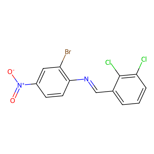 (2-Bromo-4-nitro-phenyl)-(2,3-dichloro-benzylidene)-amine structure