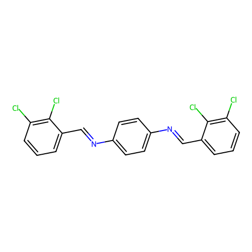 N,N'-bis[(E)-(2,3-dichlorophenyl)methylidene]benzene-1,4-diamine structure