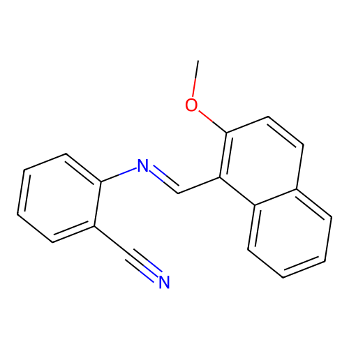 Benzonitrile, 2-(2-methoxy-1-naphthylmethylidenamino)- structure