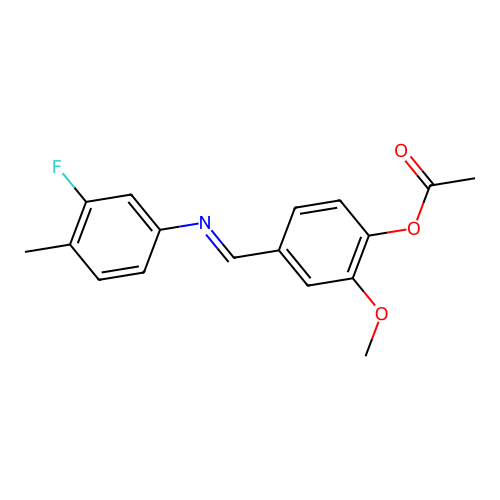 4-{[(3-Fluoro-4-methylphenyl)imino]methyl}-2-methoxyphenyl acetate structure