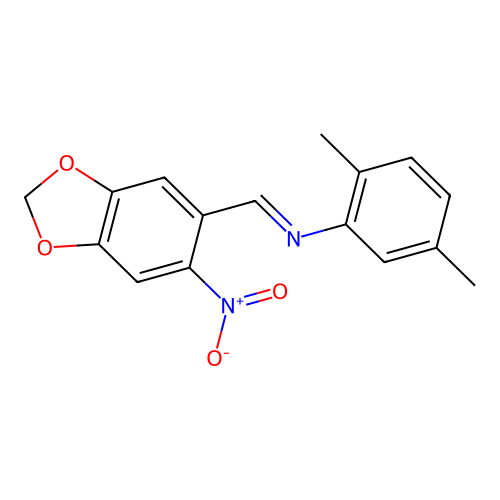 2,5-dimethyl-N-[(6-nitro-1,3-benzodioxol-5-yl)methylene]aniline structure