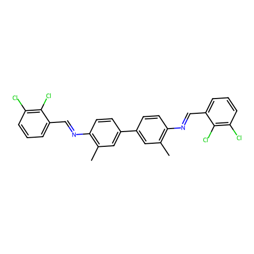 N,N'-bis[(E)-(2,3-dichlorophenyl)methylidene]-3,3'-dimethylbiphenyl-4,4'-diamine structure