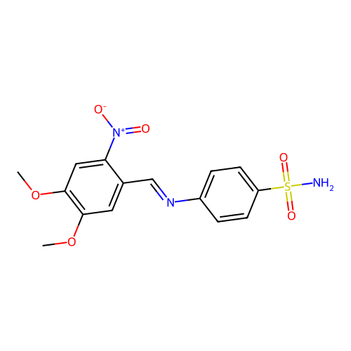 4-{[(E)-(4,5-dimethoxy-2-nitrophenyl)methylidene]amino}benzenesulfonamide structure