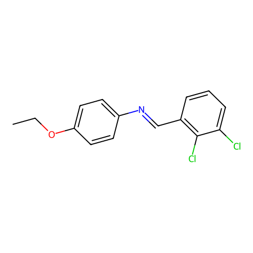 N-(2,3-dichlorobenzylidene)-N-(4-ethoxyphenyl)amine structure