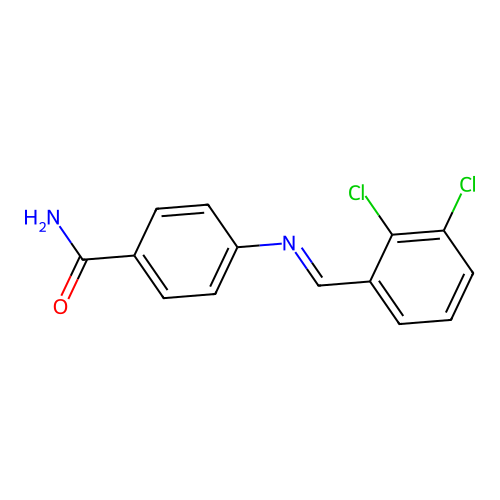 4-{[(E)-(2,3-dichlorophenyl)methylidene]amino}benzamide structure