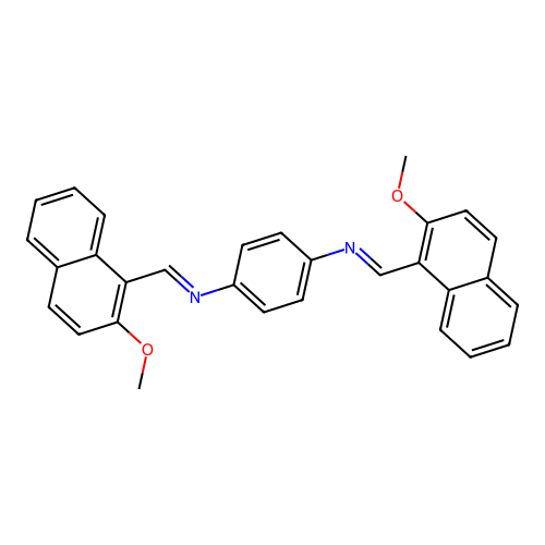 N,N'-bis[(E)-(2-methoxynaphthalen-1-yl)methylidene]benzene-1,4-diamine structure