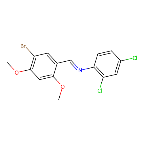 Benzenamine, 2,4-dichloro-N-(5-bromo-2,4-dimethoxybenzylidene)- structure