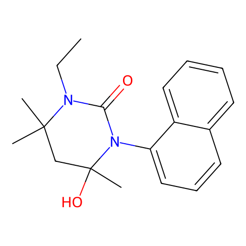 1-ethyl-4-hydroxy-4,6,6-trimethyl-3-(naphthalen-1-yl)tetrahydropyrimidin-2(1H)-one structure