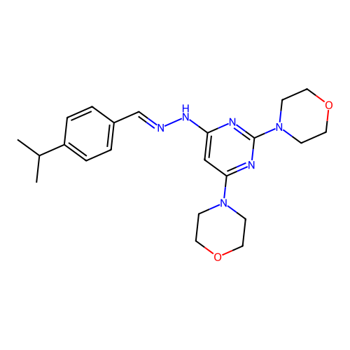 4-Isopropylbenzaldehyde (2,6-dimorpholin-4-ylpyrimidin-4-yl)hydrazone structure