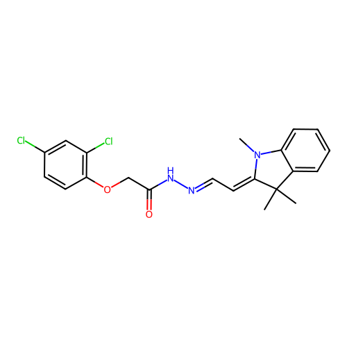2-(2,4-dichlorophenoxy)-N'-[(1E,2Z)-2-(1,3,3-trimethyl-1,3-dihydro-2H-indol-2-ylidene)ethylidene]acetohydrazide structure