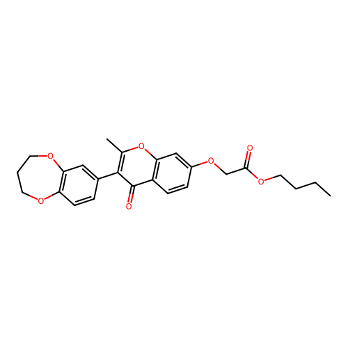 butyl 2-((3-(3,4-dihydro-2H-benzo[b][1,4]dioxepin-7-yl)-2-methyl-4-oxo-4H-chromen-7-yl)oxy)acetate structure