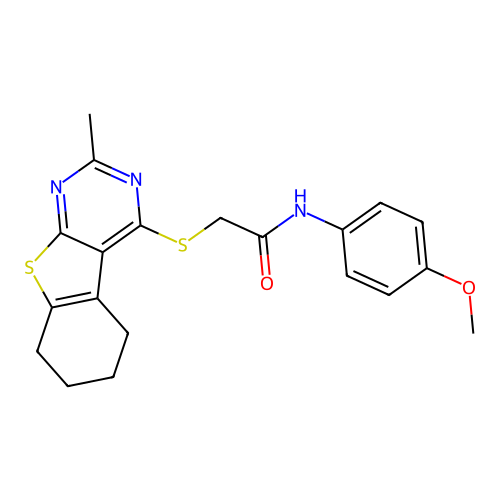 N-(4-methoxyphenyl)-2-[(2-methyl-5,6,7,8-tetrahydro[1]benzothieno[2,3-d]pyrimidin-4-yl)sulfanyl]acetamide structure