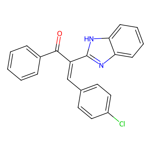 (E)-2-(1H-benzimidazol-2-yl)-3-(4-chlorophenyl)-1-phenylprop-2-en-1-one structure