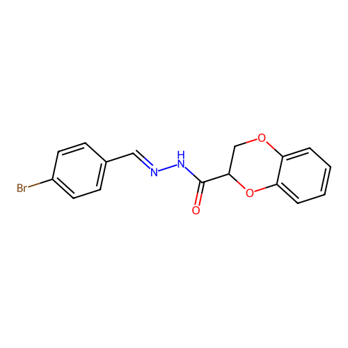 N'-[(E)-(4-bromophenyl)methylidene]-2,3-dihydro-1,4-benzodioxine-2-carbohydrazide structure