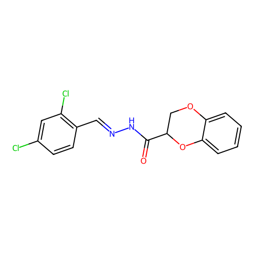 N'-[(E)-(2,4-dichlorophenyl)methylidene]-2,3-dihydro-1,4-benzodioxine-2-carbohydrazide structure