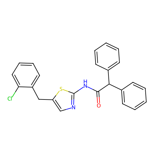 N-[5-(2-Chloro-benzyl)-thiazol-2-yl]-2,2-diphenyl-acetamide structure