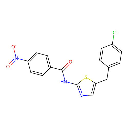 N-{5-[(4-chlorophenyl)methyl]-1,3-thiazol-2-yl}-4-nitrobenzamide structure