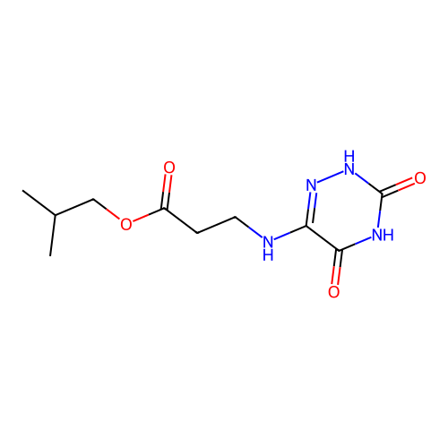 2-methylpropyl N-(3,5-dihydroxy-1,2,4-triazin-6-yl)-beta-alaninate structure
