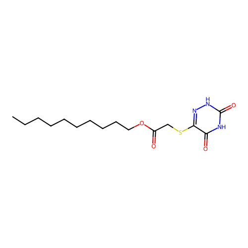Decyl [(3,5-dihydroxy-1,2,4-triazin-6-yl)sulfanyl]acetate structure
