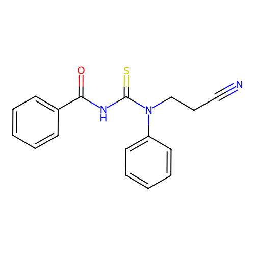 N-((2-cyanoethyl)(phenyl)carbamothioyl)benzamide structure