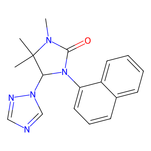 3,4,4-Trimethyl-1-naphthalen-1-yl-5-(1,2,4-triazol-1-yl)imidazolidin-2-one structure