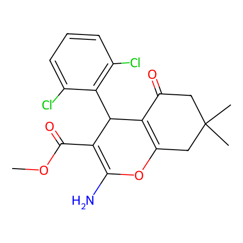 methyl 2-amino-4-(2,6-dichlorophenyl)-7,7-dimethyl-5-oxo-5,6,7,8-tetrahydro-4H-chromene-3-carboxylate structure