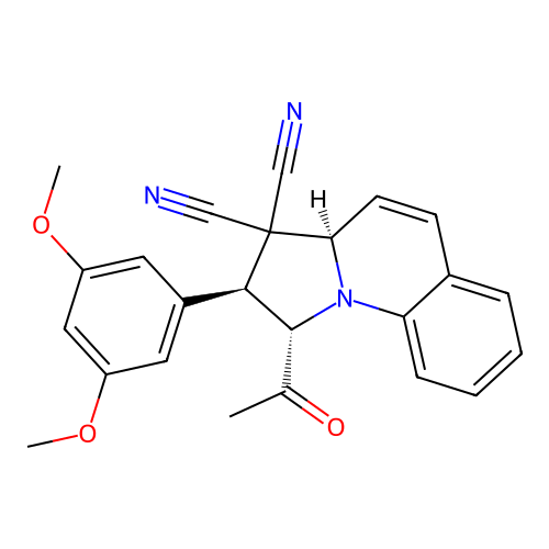 (1S,2S,3aR)-1-acetyl-2-(3,5-dimethoxyphenyl)-2,3a-dihydro-1H-pyrrolo[1,2-a]quinoline-3,3-dicarbonitrile structure