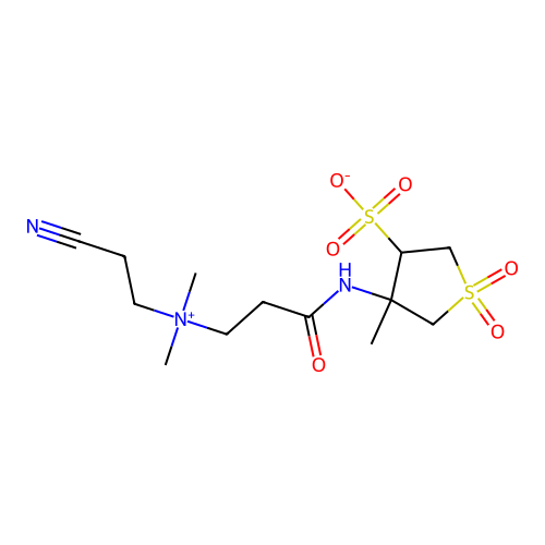 4-[3-(2-cyanoethyl-dimethyl-ammonio)propanoylamino]-4-methyl-1,1-dioxo-thiolane-3-sulfonate structure