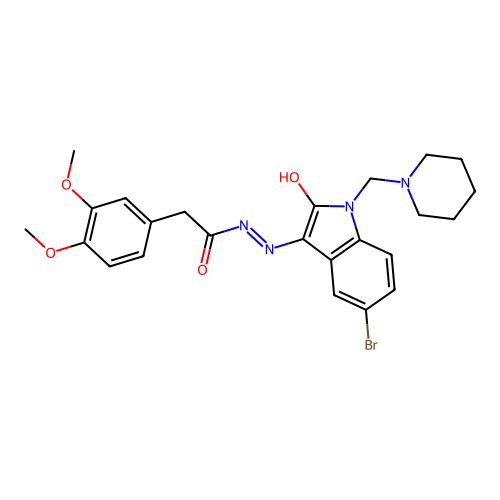 N'-[(3Z)-5-BROMO-2-OXO-1-[(PIPERIDIN-1-YL)METHYL]-2,3-DIHYDRO-1H-INDOL-3-YLIDENE]-2-(3,4-DIMETHOXYPHENYL)ACETOHYDRAZIDE structure